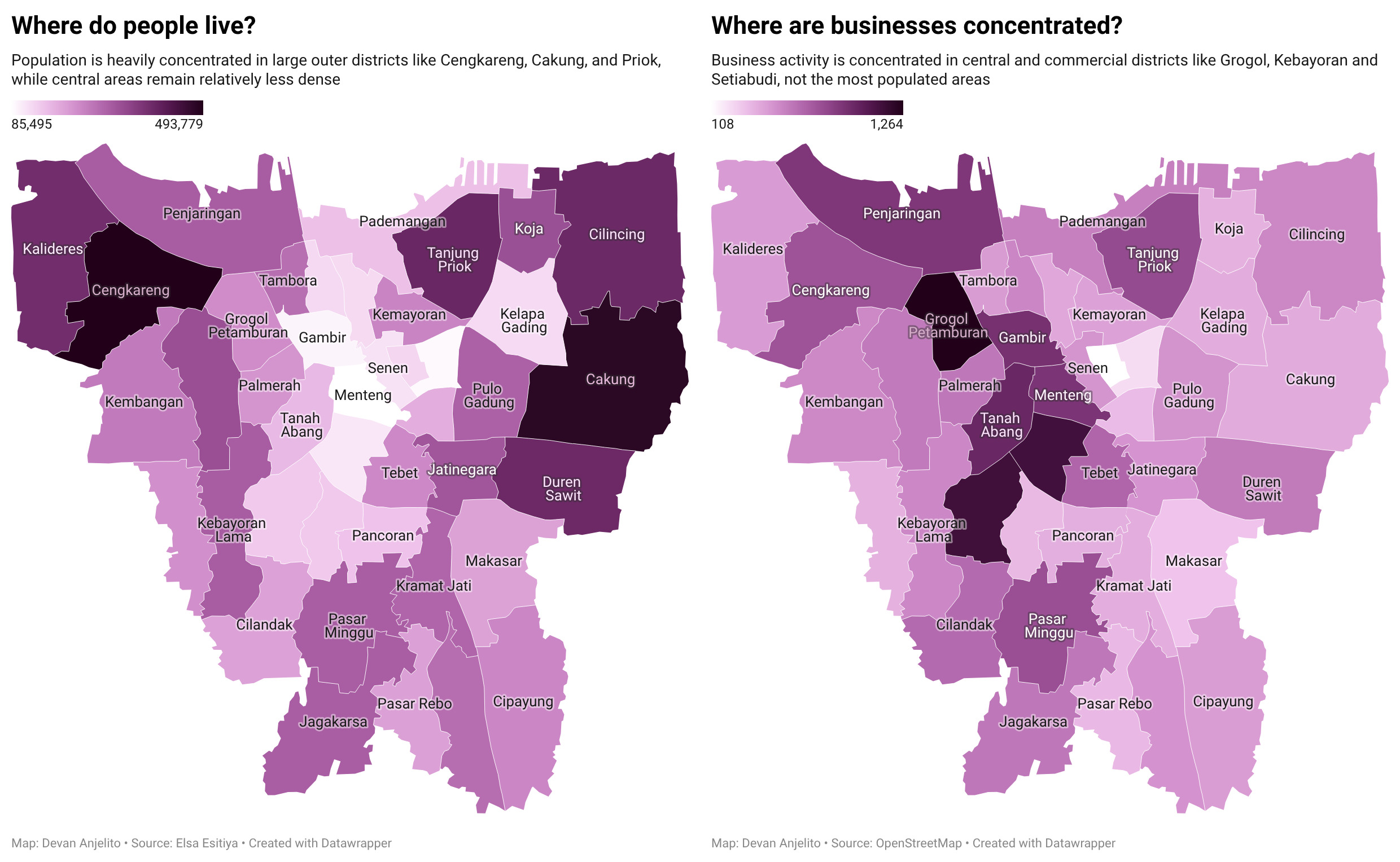 Where people live and where businesses are concentrated